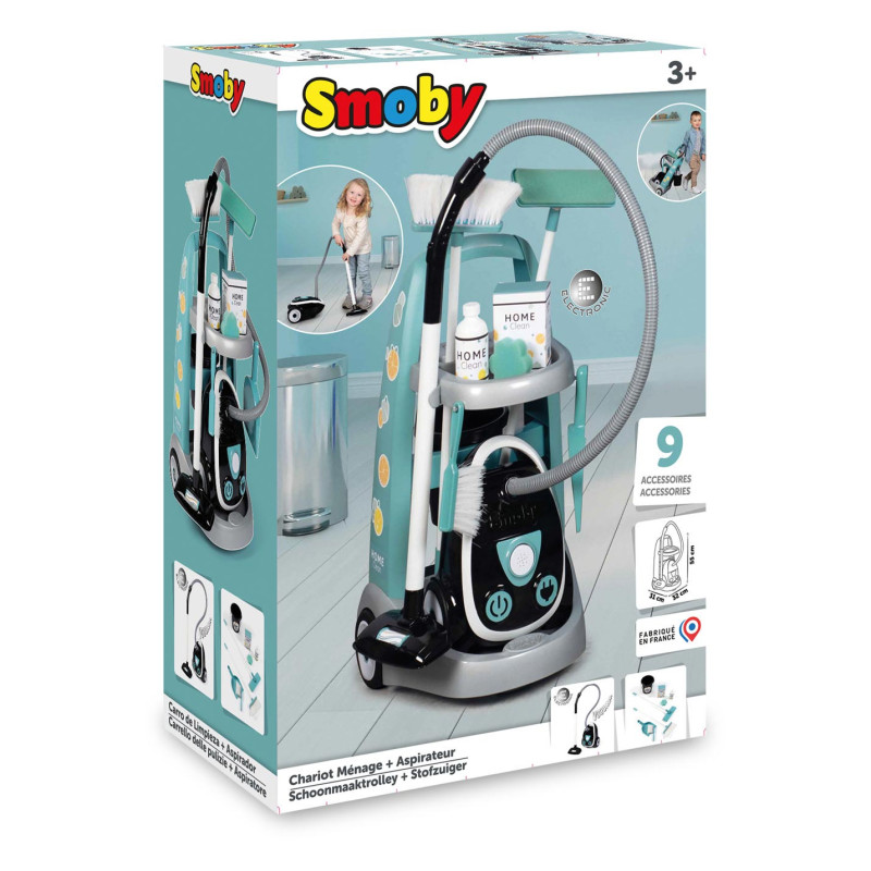 Smoby Cleaning Trolley with Vacuum Cleaner, 8 pcs. 330316