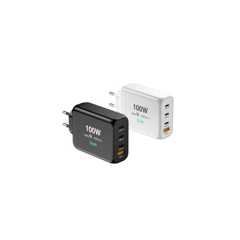 Chargeur secteur Urban Factory avec 1 port USB C 65W + 1 Port USB A 18 W Charge rapide Blanc