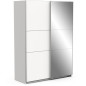 Armoire GHOST - Décor blanc mat - 2 Portes coulissantes + miroir - L.148 x P.59,8 x H.203 cm - DEMEYERE