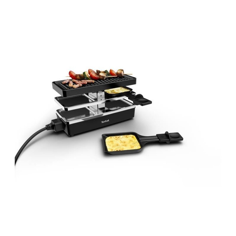 TEFAL Appareil a raclette et grill, 2 personnes, Modulable, Prise intégrée pour brancher d'autres appareils, Plug & Share RE23