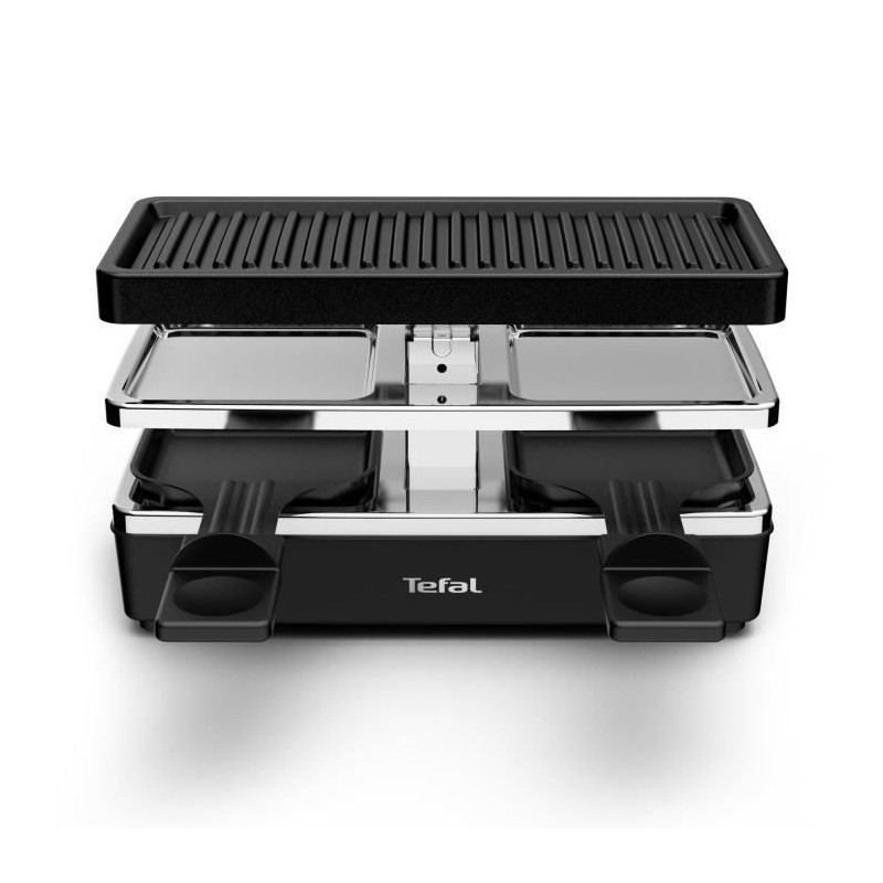 TEFAL Appareil a raclette et grill, 2 personnes, Modulable, Prise intégrée pour brancher d'autres appareils, Plug & Share RE23