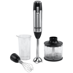 Muse MIXEUR MULTIFONCTIONS 600W PIED INOX MINI HACHOIR FOUET GOBELET NOIR IN MUSE - MS05HB