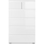 Commode CAPETOWN - Décor blanc brillant - 6 Tiroirs - L80 x H131,5 x P40 cm