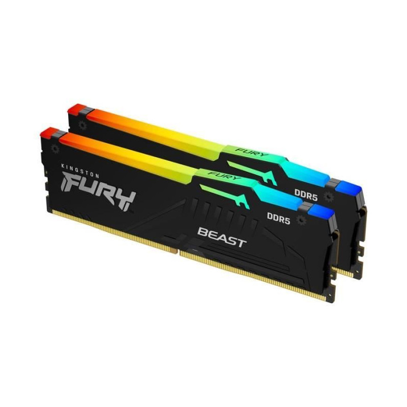 Mémoire RAM - KINGSTON - FURY Beast - RGB - 32 Go (2 x 16 Go) - DDR5 - 5600 Mhz CL40 - (KF556C40BBAK2-32)