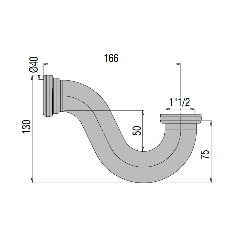 Siphon tube pour baignoire sortie orientable D40mm VALENTIN 00 255300 009 00