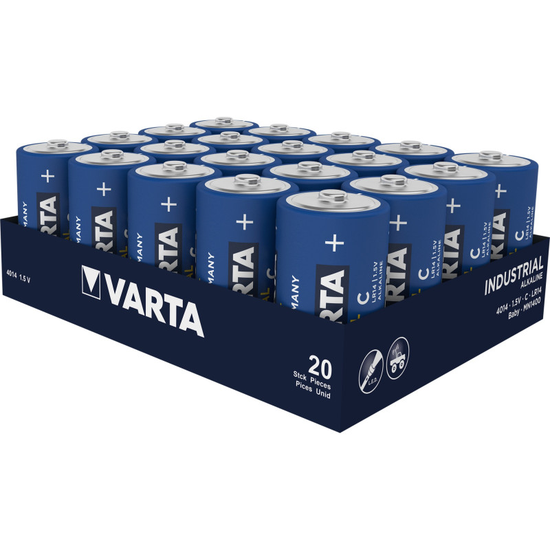 Boîte de 20 piles alcalines INDUSTRIAL Pro 1,5V LR14 VARTA 4014211111