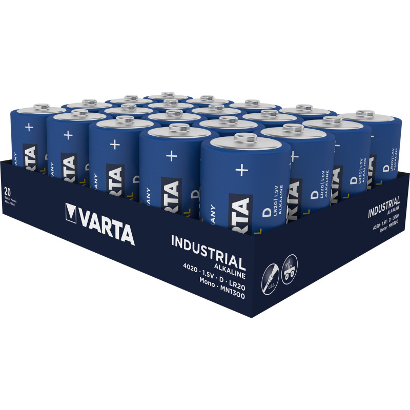 Boîte de 20 piles alcalines INDUSTRIAL Pro 1,5V LR20 VARTA 4020211111