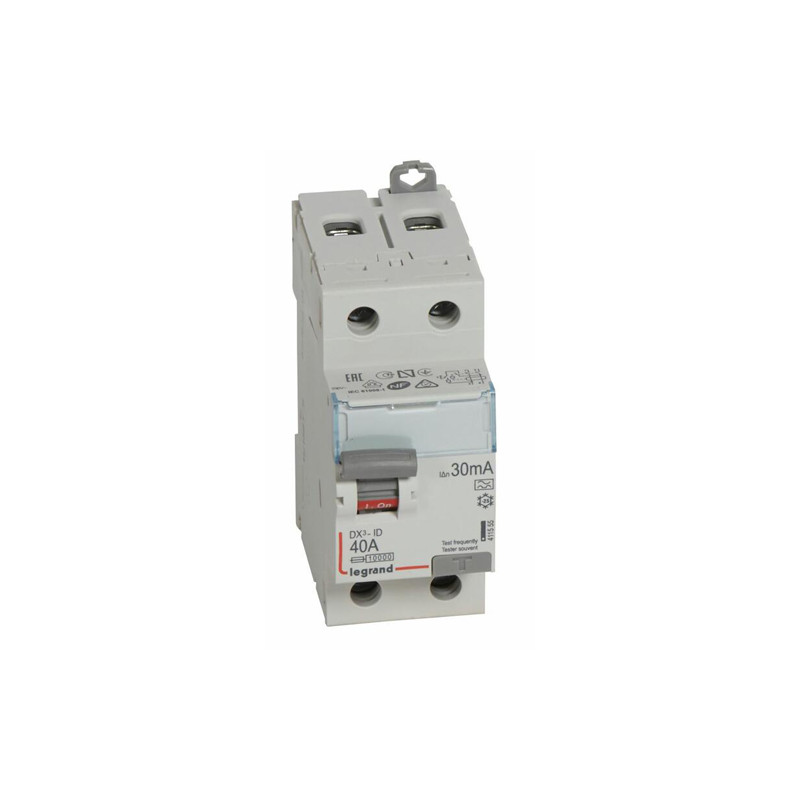 Interrupteur différentiel DX³ ID 2P 230V 40A type A 30mA LEGRAND 411555