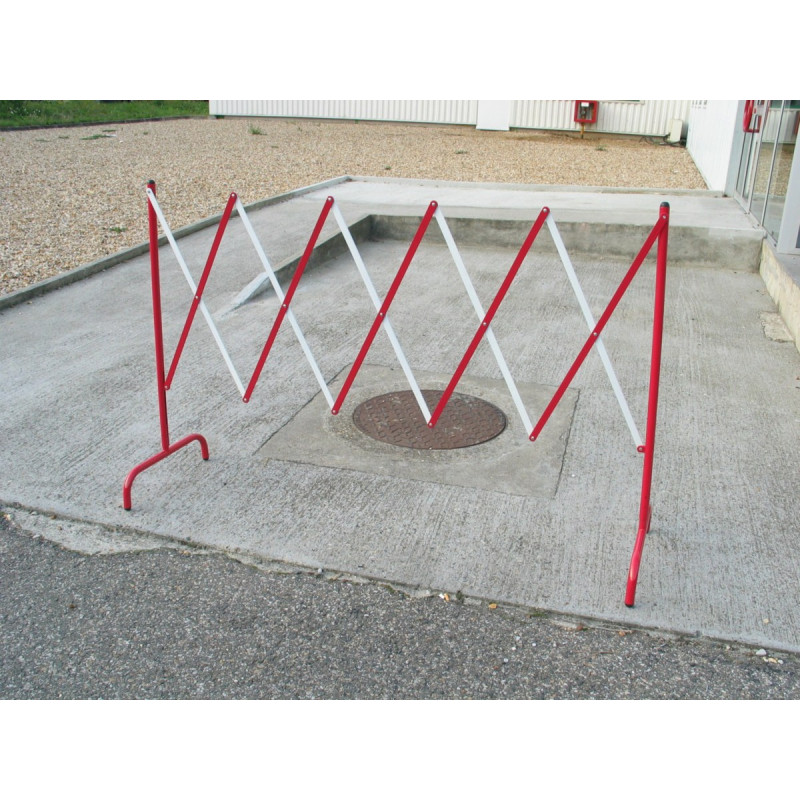 Barrière de chantier extensible en acier rouge blanc 2,3m VISO BAR001RB