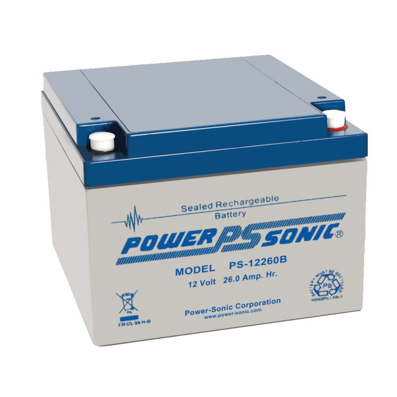 Batterie rechargeable 12V DC 26Ah flamme retardante POWERSONIC PS12260GB