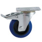 Roulette D100mm caoutchouc bleu platine pivotante avec frein AVL 527842O