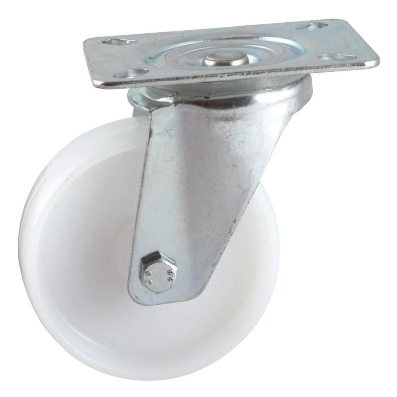 Roulette polyamide blanc pivotante à platine D125mm AVL 590833O