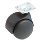 Roulette double galet noire 40 mm platine carree pivotante en platine AVL 595019A