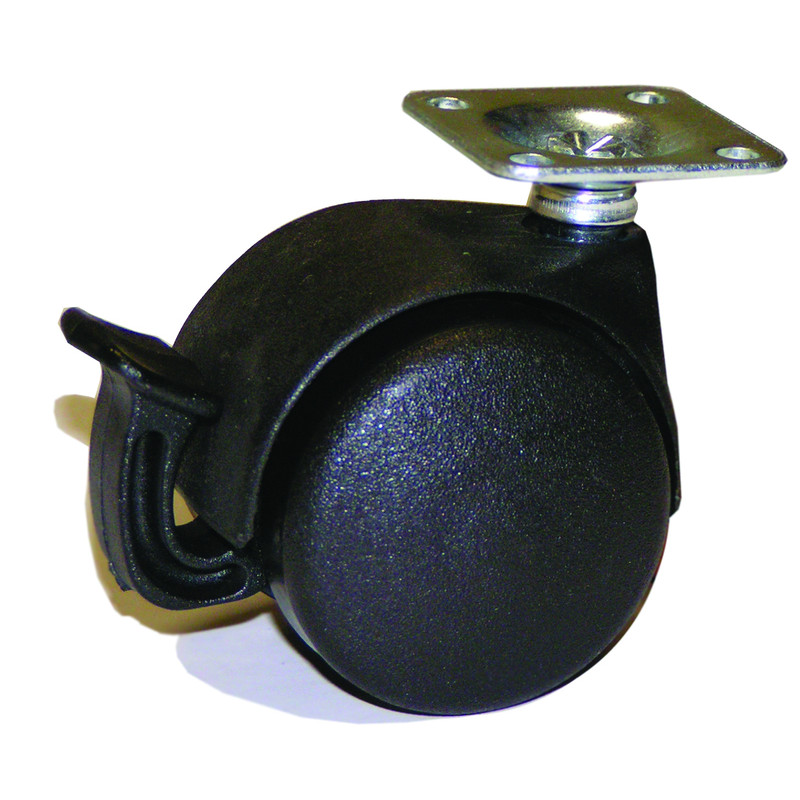 Roulette double galet noire de diamètre 50 mm tige filetée M8 AVL 595230A