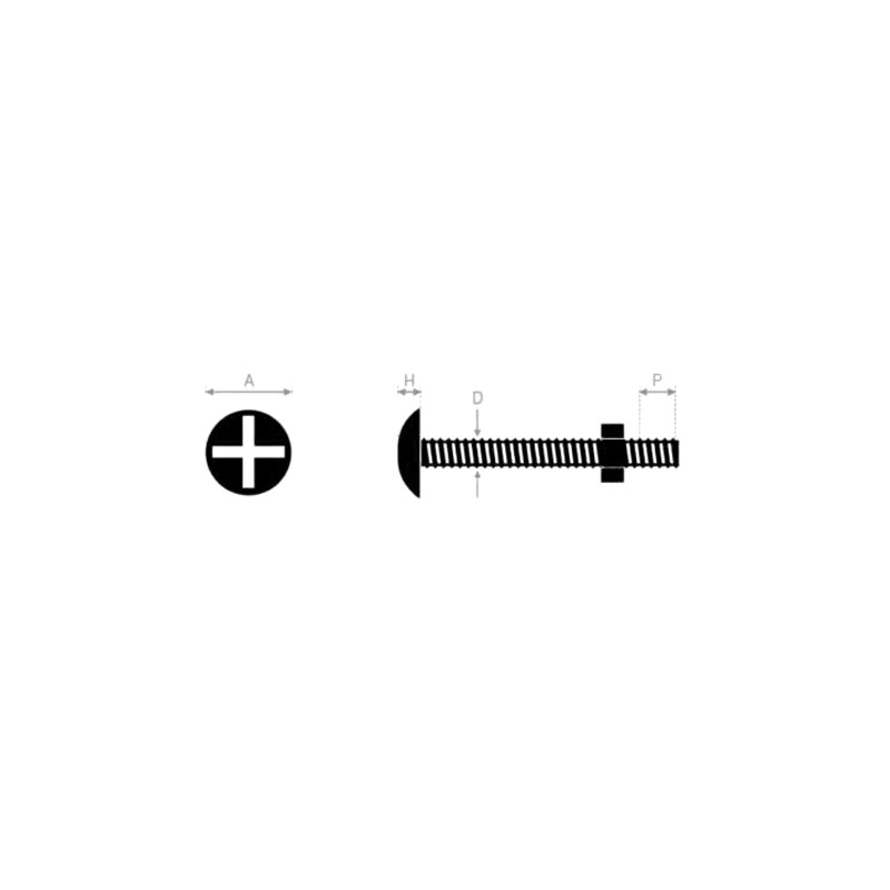 Boulon poelier à tête ronde large fendue en croix acier zingué blanc classe 4.8 NFE 25128 DIN 555 10X30 boîte de 100 ULTIMA 803