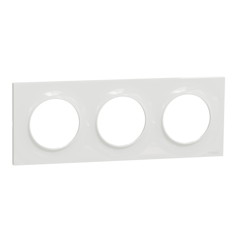 Plaque ODACE Styl blanche 3 postes horizontal vertical entraxe 71mm SCHNEIDER ELECTRIC S520706