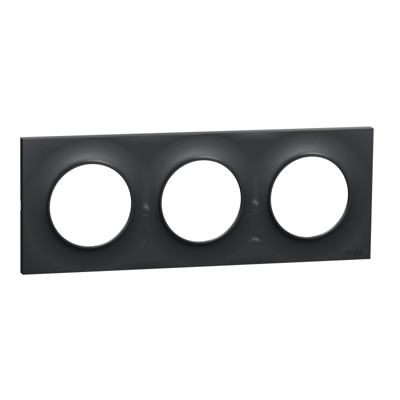 Plaque ODACE Styl anthracite 3 postes horizontal vertical entraxe 71mm SCHNEIDER ELECTRIC S540706