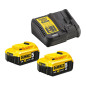 Perforateur SDS Plus 18V XR + 2 batteries 5Ah + chargeur + coffret T Stak DEWALT DCH273P2