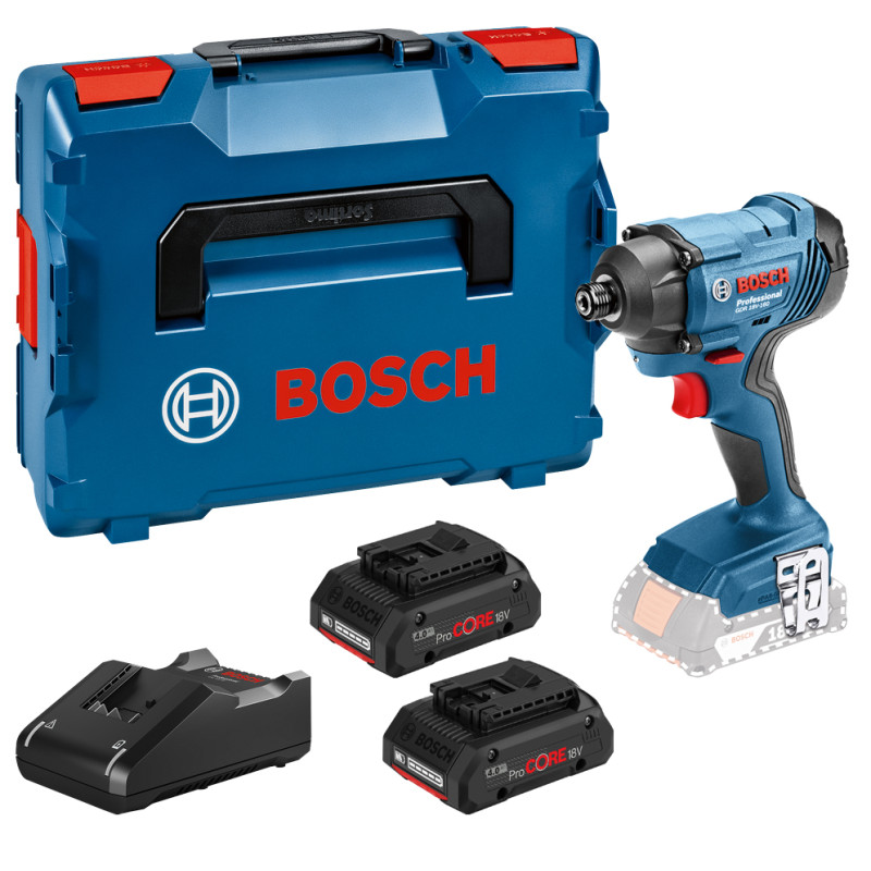 Visseuse à chocs 18V Bosch GDR 18V 160 + 2 batteries ProCORE 4 Ah + chargeur + L BOXX BOSCH 06019G510Q