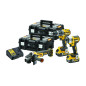 Pack de 3 outils 18V (DCF887 + DCD796 + DCG405) + 2 batteries 5Ah + chargeur + coffret TSTAK DEWALT DCK384P2T QW