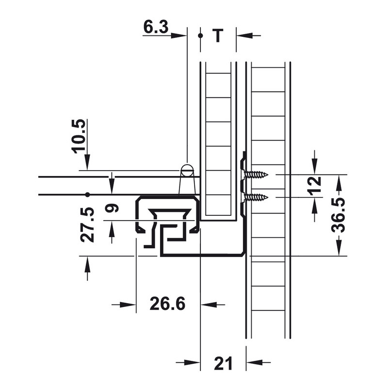 Paire de coulisses sous tiroir MATRIX amorties 450 mm HAFELE 433.03.185