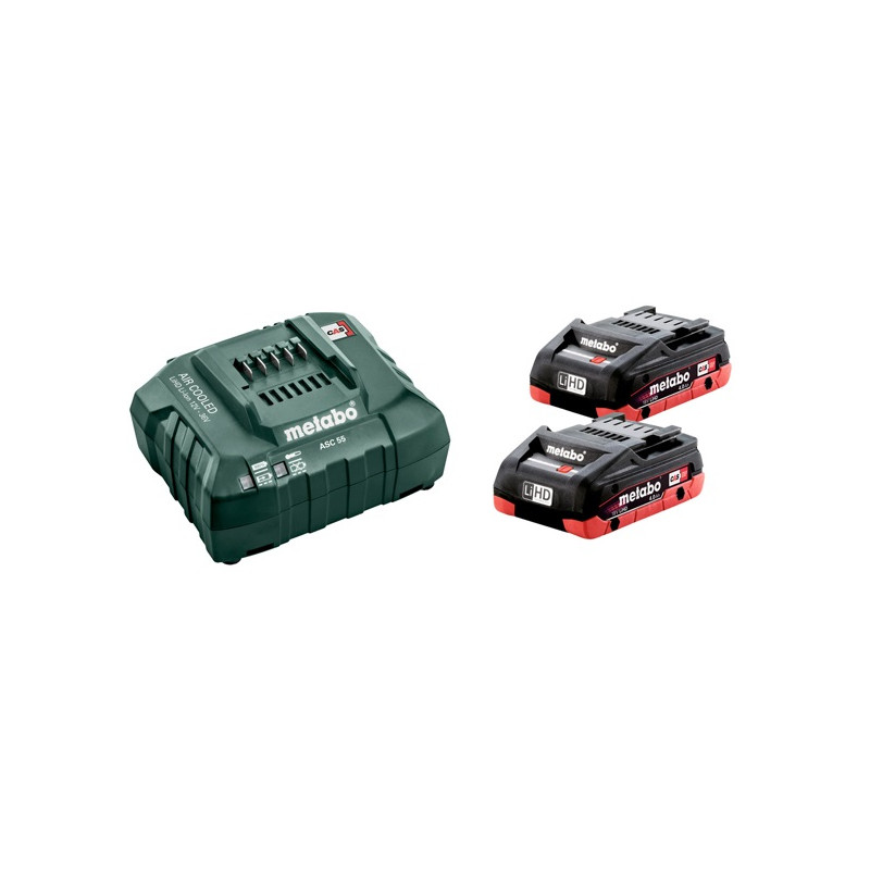 Pack 18V de 2 batteries LiHD 4Ah avec un chargeur ASC 55 METABO 685174000