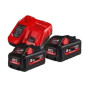 Pack de 2 batteries 18V M18 HNRG HIGH OUTPUT™ 5,5 Ah+ chargeur M12 18 FC MILWAUKEE 4933464713