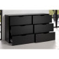 Commode BASIX 6 tiroirs - TRELLEBORG - Noir mat - Meuble de chambre - L 139 x P 40 x H 80 cm