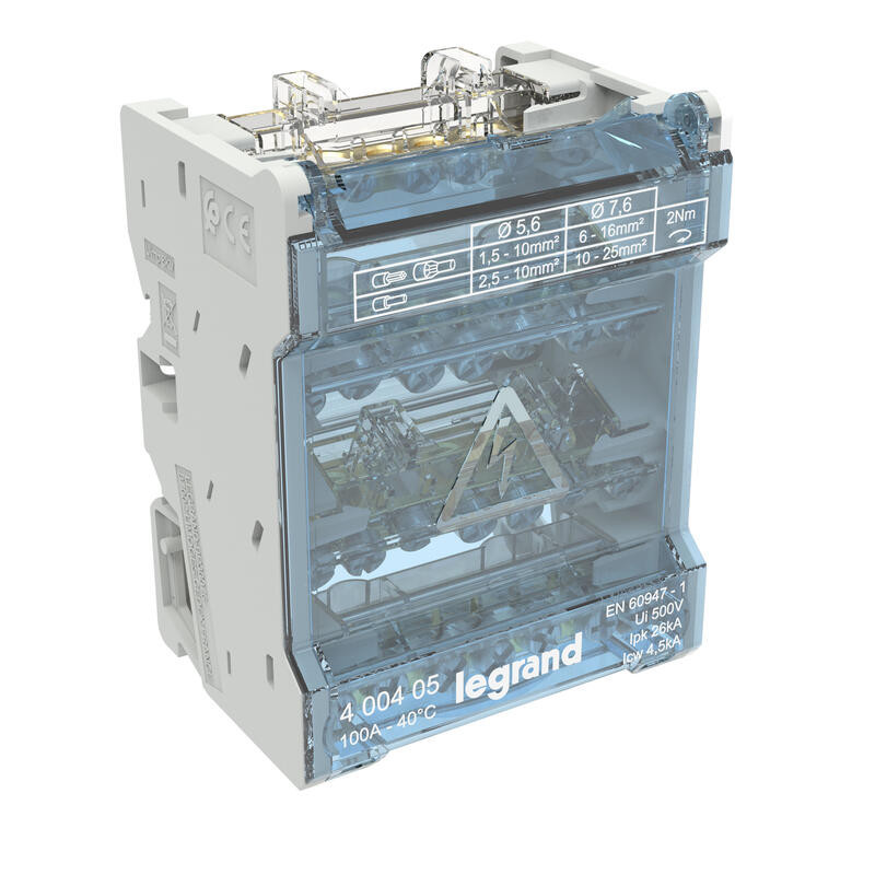 Répartiteur modulaire à barreaux étagés XL³ IK05 tétrapolaire 100A 6 départs 4 modules nouveau modèle LEGRAND 400405