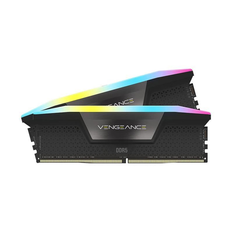 Mémoire RAM - CORSAIR - Vengeance RGB DDR5 RAM 64Go (2x32Go) 6000MHz CL30 Intel XMP Compatible iCUE - Noir (CMH64GX5M2B6000C30)