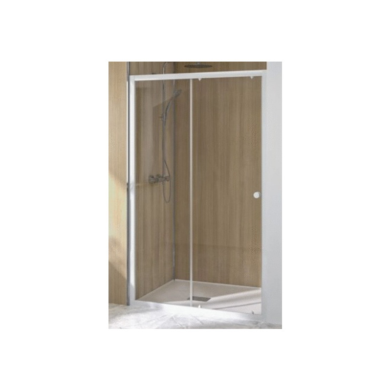 Porte coulissante SUPRA III C 100cm blanc verre transparent KINEDO PA1540BTN