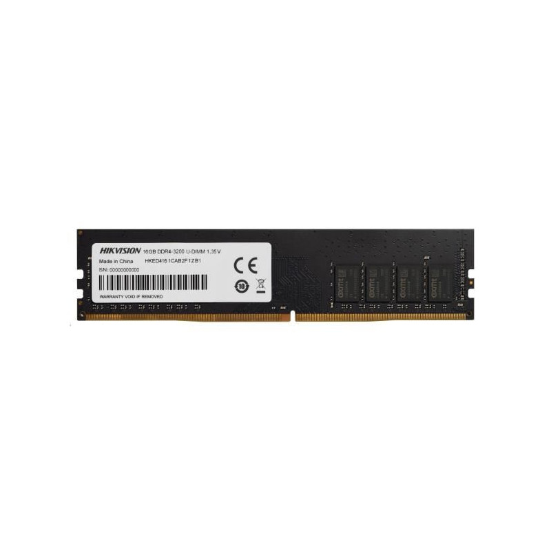 Mémoire RAM - HIKVISION - DDR4 16Go 3200MHz UDIMM, 288Pin, 1.35V, CL16/18 (HKED4161CAB2F1ZB1/16G)