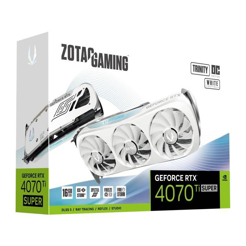 ZOTAC - Carte Graphique - Nvidia GeForce RTX 4070 Ti Super Trinity OC White 16Go