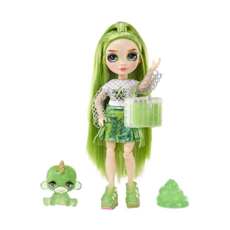 Rainbow High Poupée Mannequin avec Kit de Slime et Animal de Compagnie - Jade (Vert) - Poupée Pailletée 28 cm avec Kit de Sli