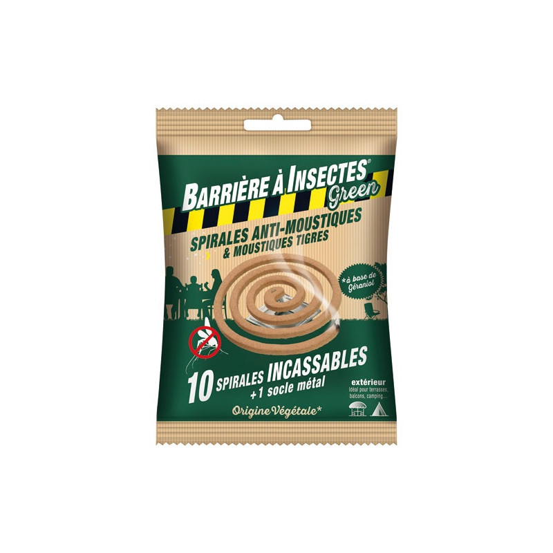 BARRIERE A INSECTES SPIRALE ANTI MOUSTIQ.GERANIOL X10 /NC BARRIERE A INSECTES - BARBIOSPIR10N