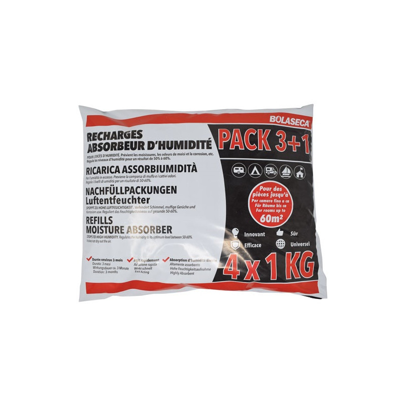 RECHARGE ABSORBEUR HUMIDITE 4X 1KG BOLASECA - 11166801