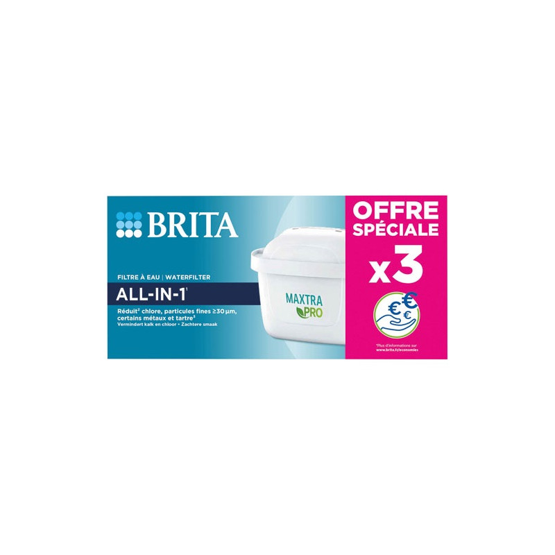 BRITA Pack de 3 Cartouches filtres à eau Brita Maxtra Pro All in 1 1051530 Blanc