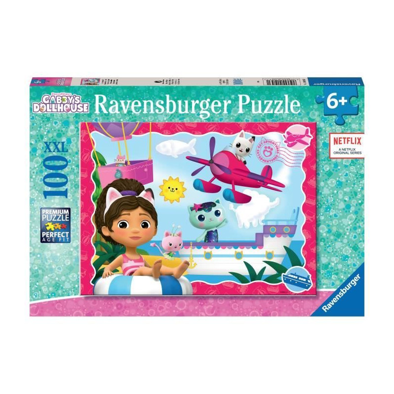 Ravensburger-GABBY'S DOLLHOUSE-Puzzle 100 pieces XXL - L'aventure des chats ! / Gabby's dollhouse-4005555010531-A partir de 6 an