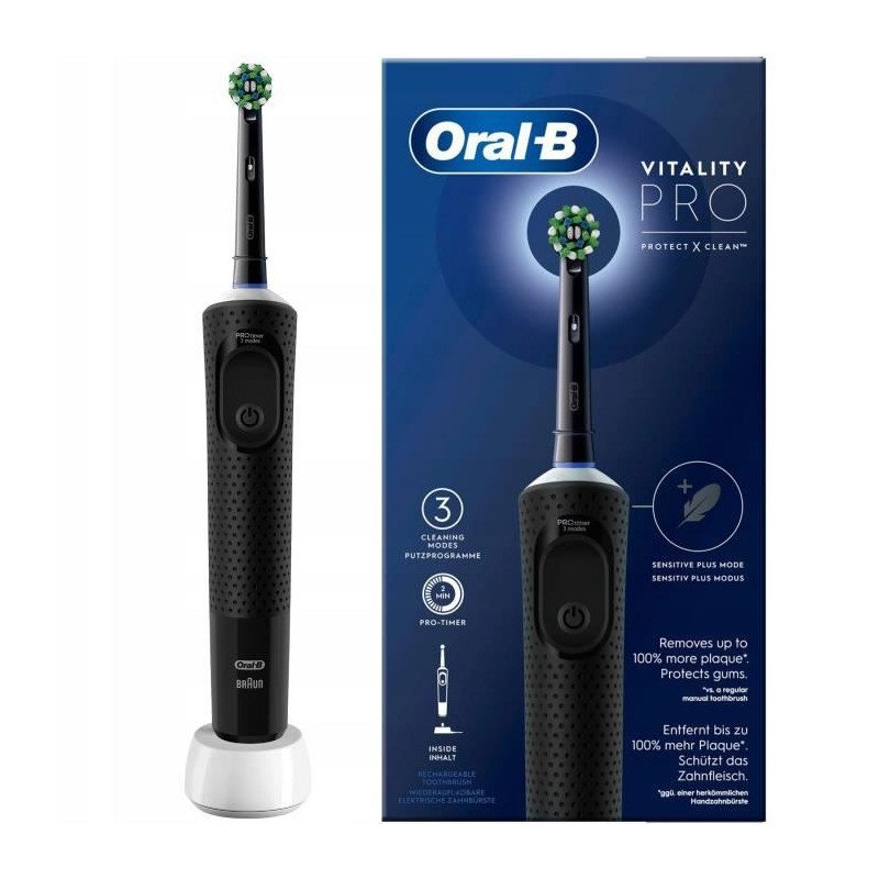 Brosse a Dents Électrique Oral-B Vitality Pro Noire - 3 Modes de Brossage - Batterie Longue Durée