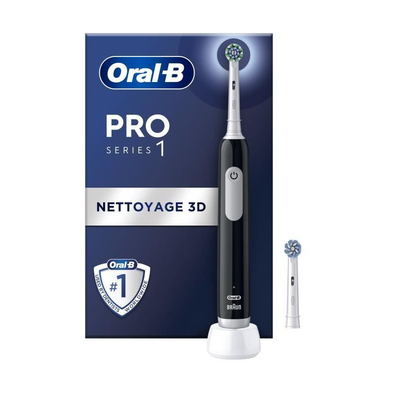 Oral-B Pro Series 1 Brosse a Dents Électrique Noire, 2 Brossettes, Conçue Par Braun
