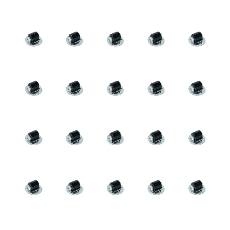 Emuca 2039905 Lot de 20 roulettes auxiliaires de meuble, pour couvercle pivotant, diamètre 13mm, Acier et Plastique