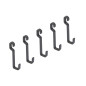 Emuca 8965735 Lot de 5 crochets muraux Titane pour suspendre les accessoires de cuisine au mur Titane, acier, gris anthracite