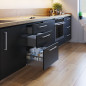 Emuca 3173235 Kit de tiroirs pour cuisine ou salle de bains de Vertex, hauteur 93mm, avec étagères incluses, module 900mm, Gris