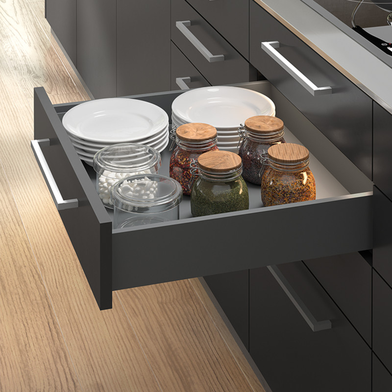 Emuca 3173535 Kit de tiroirs pour cuisine ou salle de bains de Vertex, hauteur 178mm, avec étagères incluses, module 900mm, Gri