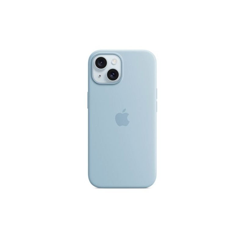 Coque en silicone avec MagSafe pour Apple iPhone 15 Bleu clair