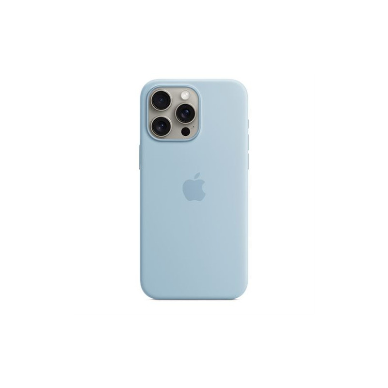 Coque en silicone avec MagSafe pour Apple iPhone 15 Pro Max Bleu clair