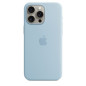 Coque en silicone avec MagSafe pour Apple iPhone 15 Pro Max Bleu clair