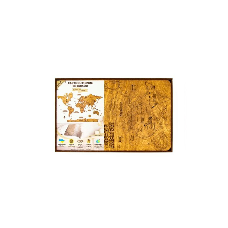Carte du monde en bois 2D Harmandi
