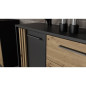 Buffet CARDIGAN 2 portes, 4 tiroirs - Décor chene artisan et noir - L142,6 x P34,2 x H82,3 cm - Poignées en métal noir