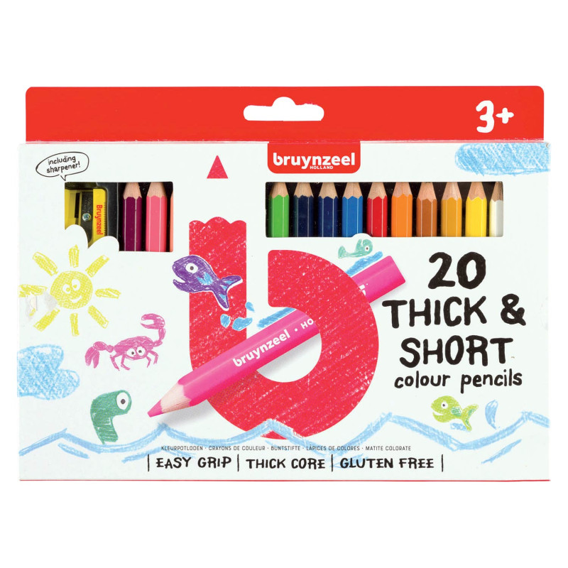 Bruynzeel Kids Short Thick Colored Pencils, 20pcs.